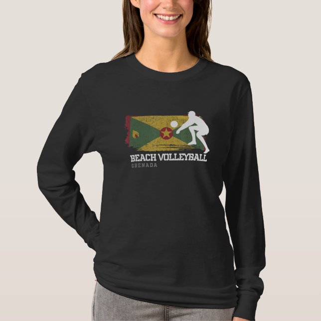 Beach Volleyball Grenada Flagga Kärlek Volleyball  T Shirt (Framsida)