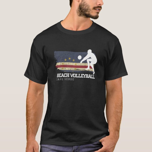 Beach Volleyball Kap Verde Flagga Kärlek Volleybal T Shirt (Framsida)