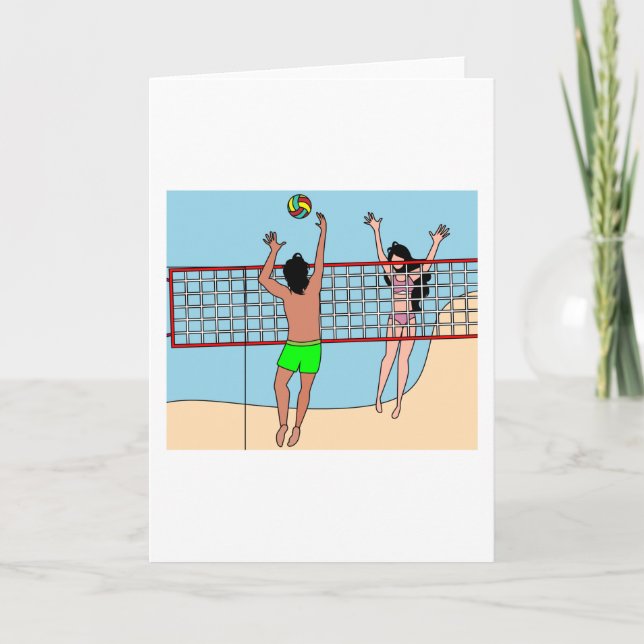 Beach volleyball på bussträningen kort (Framsida)