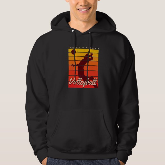 Beach Volleyball Player Coach Bump Set Spike Repea Hoodie (Framsida)