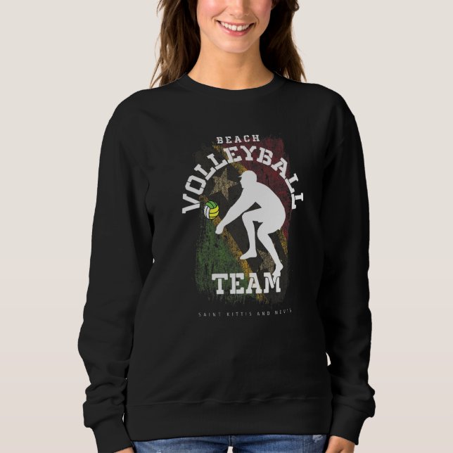 Beach Volleyball St Kittis & Nevis Flagga Volleyba T Shirt (Framsida)