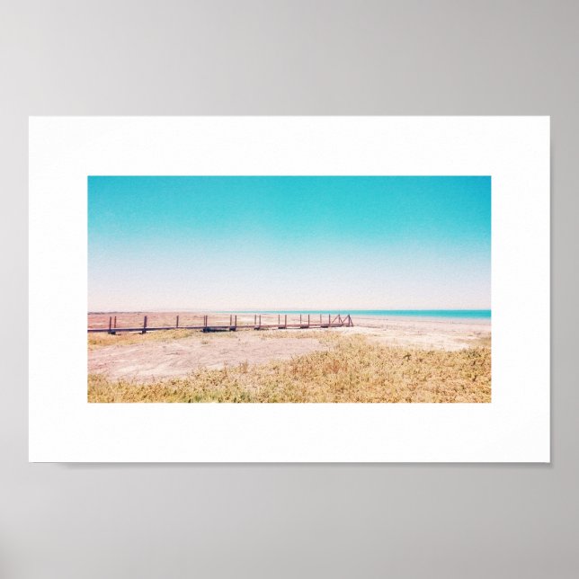 Beach Walkway Pastel Blue Rosa Ligcape Poster (Framsidan)