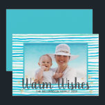 Beach Warm Önskemål Turcos Rand Julkort<br><div class="desc">Utformningsfunktioner som lugnar blått rand som är havsyta och grönt. Anpassa med egen bild och egen text.</div>