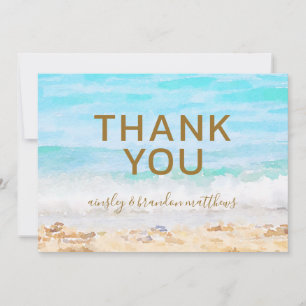 Beach Watercolor Bröllop blank Tack you Card