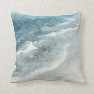 Beach Watercolor - Coastal Teal Mörk blått Vinka Kudde