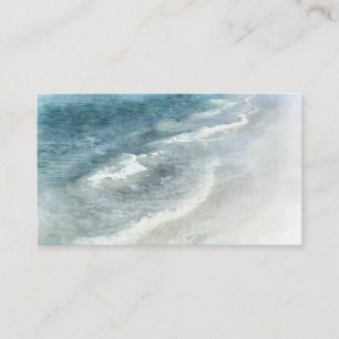Beach Watercolor - Coastal Teal Mörk blått Vinka Visitkort