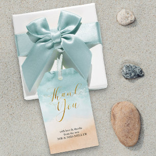 Beach Watercolor Destination Wedding Tack Presentetikett