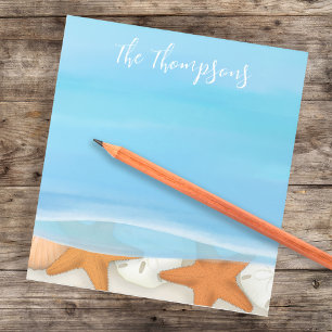 Beach Watercolor Snäckas Whimsical Coastal Blue Anteckningsblock