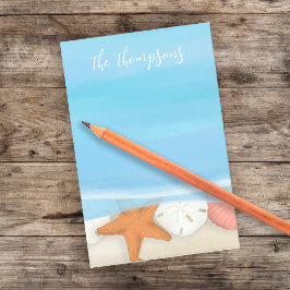 Beach Watercolor Snäckas Whimsical Coastal Blue Post-it Block