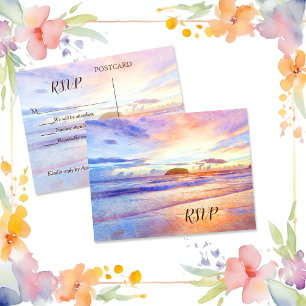 Beach Watercolor Sunrise OSA Inbjudan Vykort