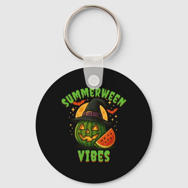 Beach Watermelon Summerween Vibes Witch Halloween Nyckelring (Framsida)