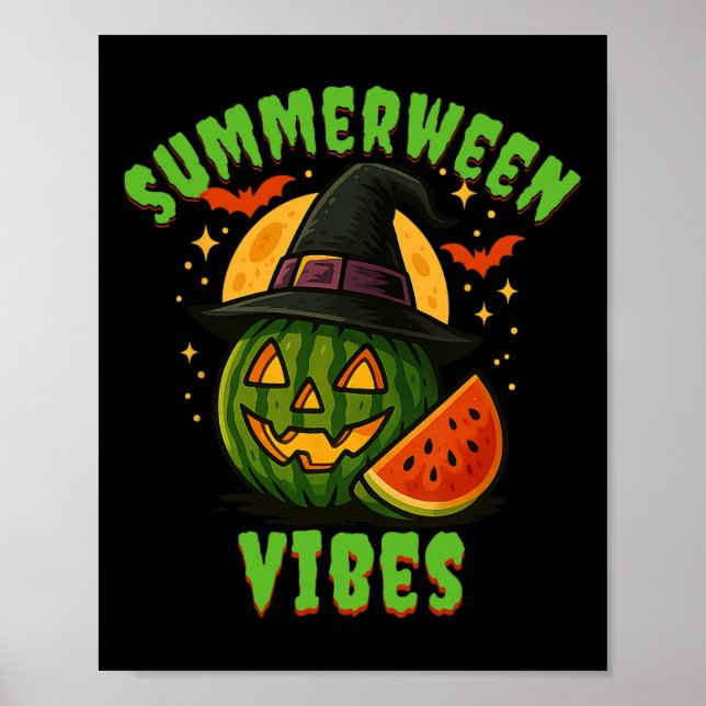 Beach Watermelon Summerween Vibes Witch Halloween Poster (Framsidan)