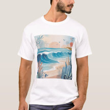 Beach Wave Minimal Art T-Shirt – Lugn Coastal Este