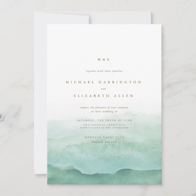 Beach Wave Wedding-inbjudan Inbjudningar (Framsida)