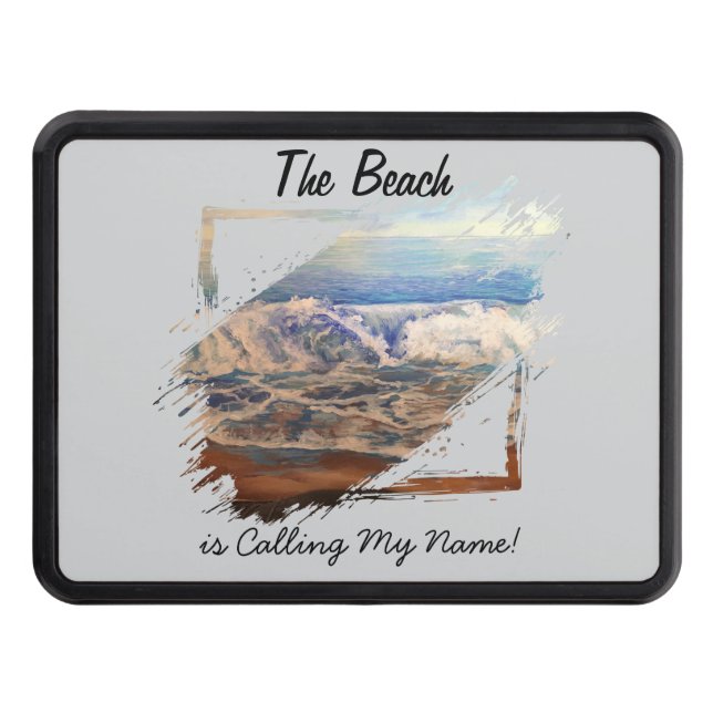 Beach Waves Blue Personalize Dragkroksskydd (Framsidan)