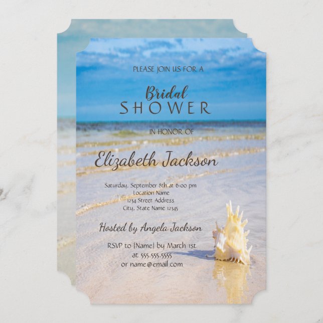 Beach Weaves Seashell Bröllop Möhippa Inbjudningar (Fram/baksida)