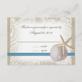 Beach WedBlue med Sand Dollar och Starfish OSA Kort