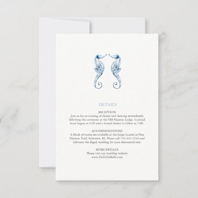 Beach WedDetails Card Watercolor Seahorse Inbjudningar (Framsida)