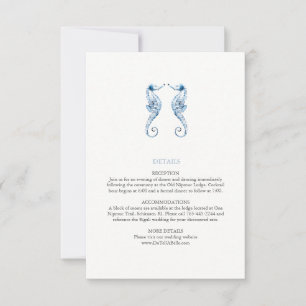 Beach WedDetails Card Watercolor Seahorse Inbjudningar