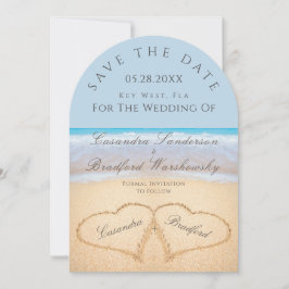 Beach Wedding 2 Hearts i Sand bröllop Inbjudningar