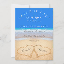 Beach Wedding 2 Hearts i Sand bröllop Inbjudningar