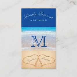 Beach Wedding 2 Hearts Sand Mörk blått OSA Enclos Tilläggskort