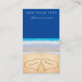 Beach Wedding 2 Hearts Sand Mörk blått Tilläggskort