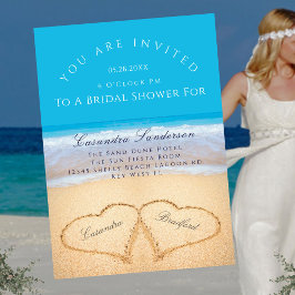 Beach Wedding 2 Hjärter i Sand Möhippa I Inbjudningar