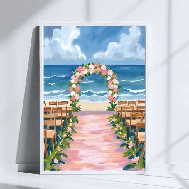Beach Wedding Aisle Blommigt Watercolor Poster (Skapare uppladdad)