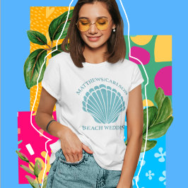 Beach Wedding Aqua Seashell Seaside Brudens sida T Shirt