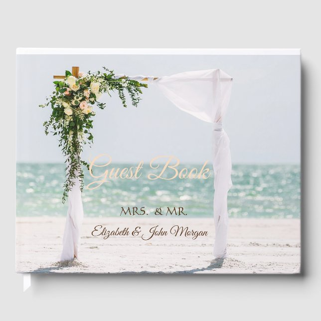 Beach Wedding Arbor Blommigt Bröllop Gästböcker (Framsida)