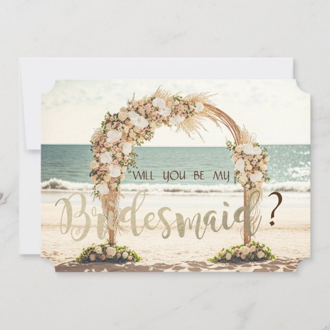 Beach Wedding Arbor Ro Bridesmaid Card Inbjudningar (Framsida)