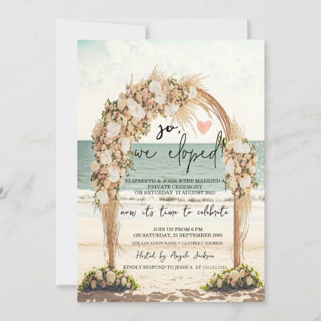 Beach Wedding Arbor Ro Bröllop Elopement Inbjudningar (Framsida)