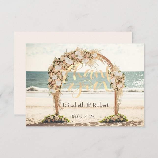 Beach Wedding Arbor Ro Tack Kort (Fram/baksida)