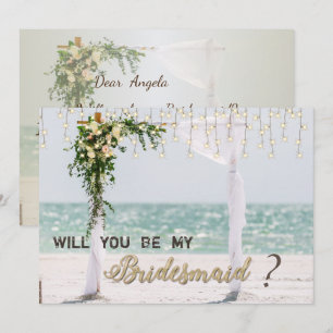Beach Wedding Arbour Blommigt Bridesmaid Card Inbjudningar