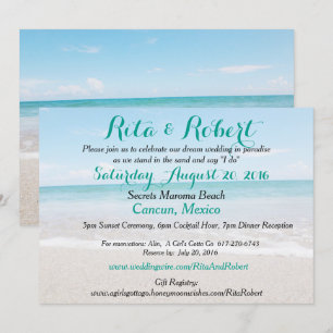 Beach Wedding bjudande - Ocean I Art on Back Inbjudningar