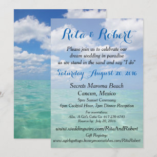 Beach Wedding bjudande - Ocean III Art on Back Inbjudningar
