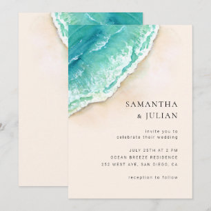 Beach Wedding bjudande, Sea Ocean Bröllop Inbjudningar