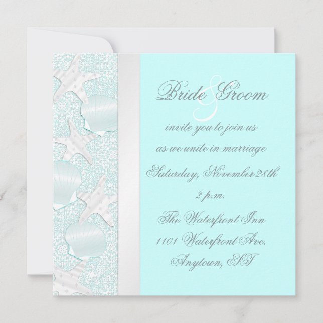 Beach Wedding bjudits in med Starfish och Seashell Inbjudningar (Framsida)