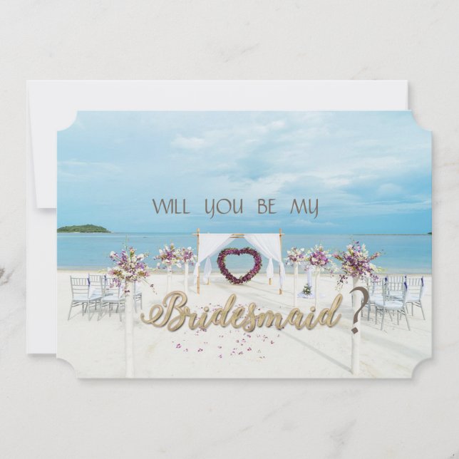 Beach Wedding,Blommigt Arbor Bridesmaid Card Inbjudningar (Framsida)