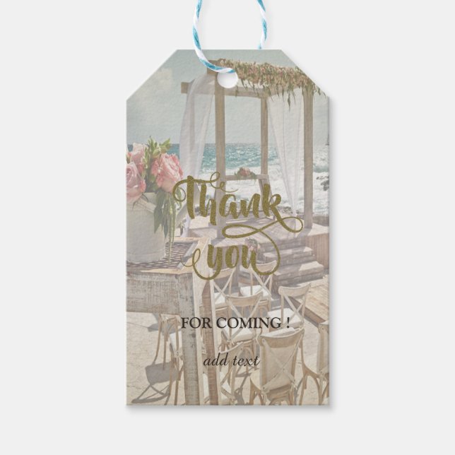 Beach Wedding Blommigt Retro Arbor Presentetikett (Framsidan)