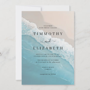 Beach Wedding Blue Ocean Sand Bröllop Inbjudningar
