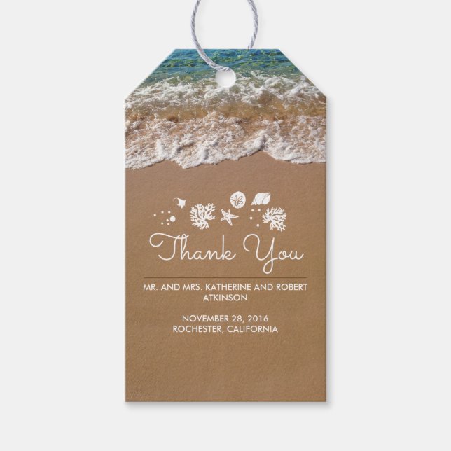 Beach Wedding Blue Sea och Sand Tropical Presentetikett (Framsidan)
