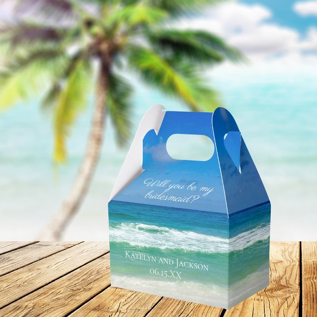 Beach Wedding Blue Vågar blir min bridesmaid Presentaskar (Skapare uppladdad)