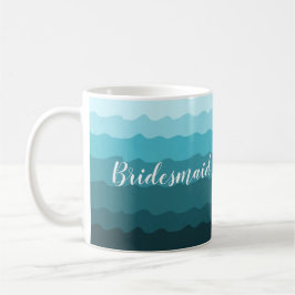 Beach Wedding Blue Vågar Bridesmaid med Namn Kaffemugg
