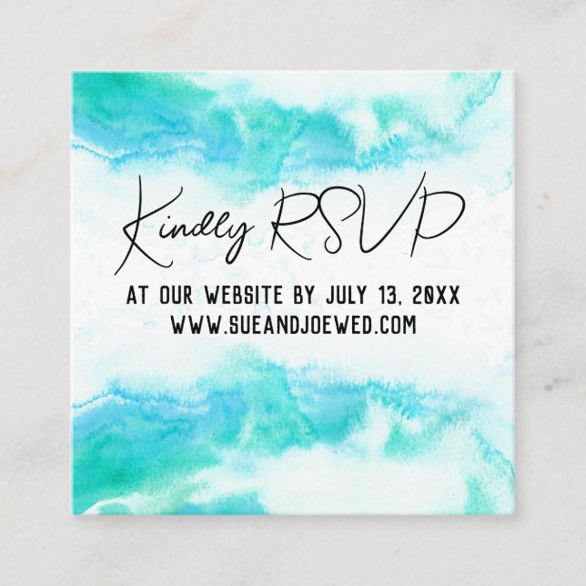 Beach Wedding Blue Vågar Mini-webbplatshölje Ca Tilläggskort (Framsida)