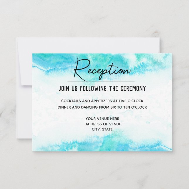 Beach Wedding Blue Wave Reception Information Card OSA Kort (Framsida)