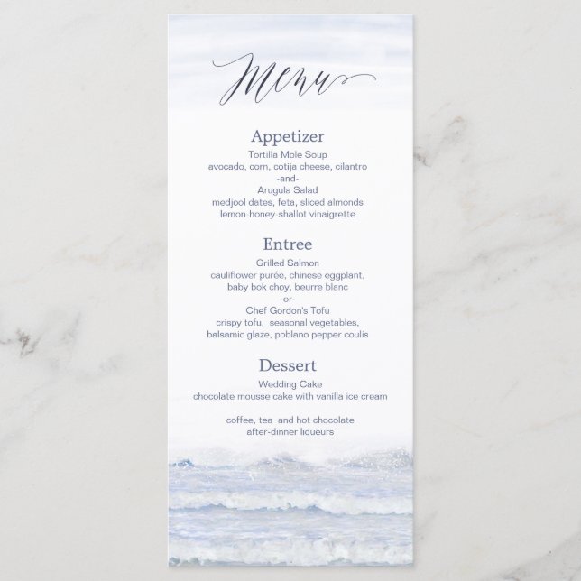 Beach Wedding, Blue White Watercolor Bröllop Program (Framsida)