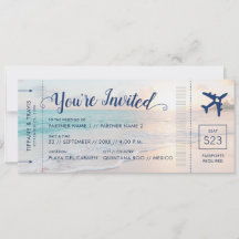 Beach Wedding Boarding Pass allt-i-ett