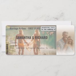 Beach Wedding Boarding Pass Romantic Beach  Inbjudningar